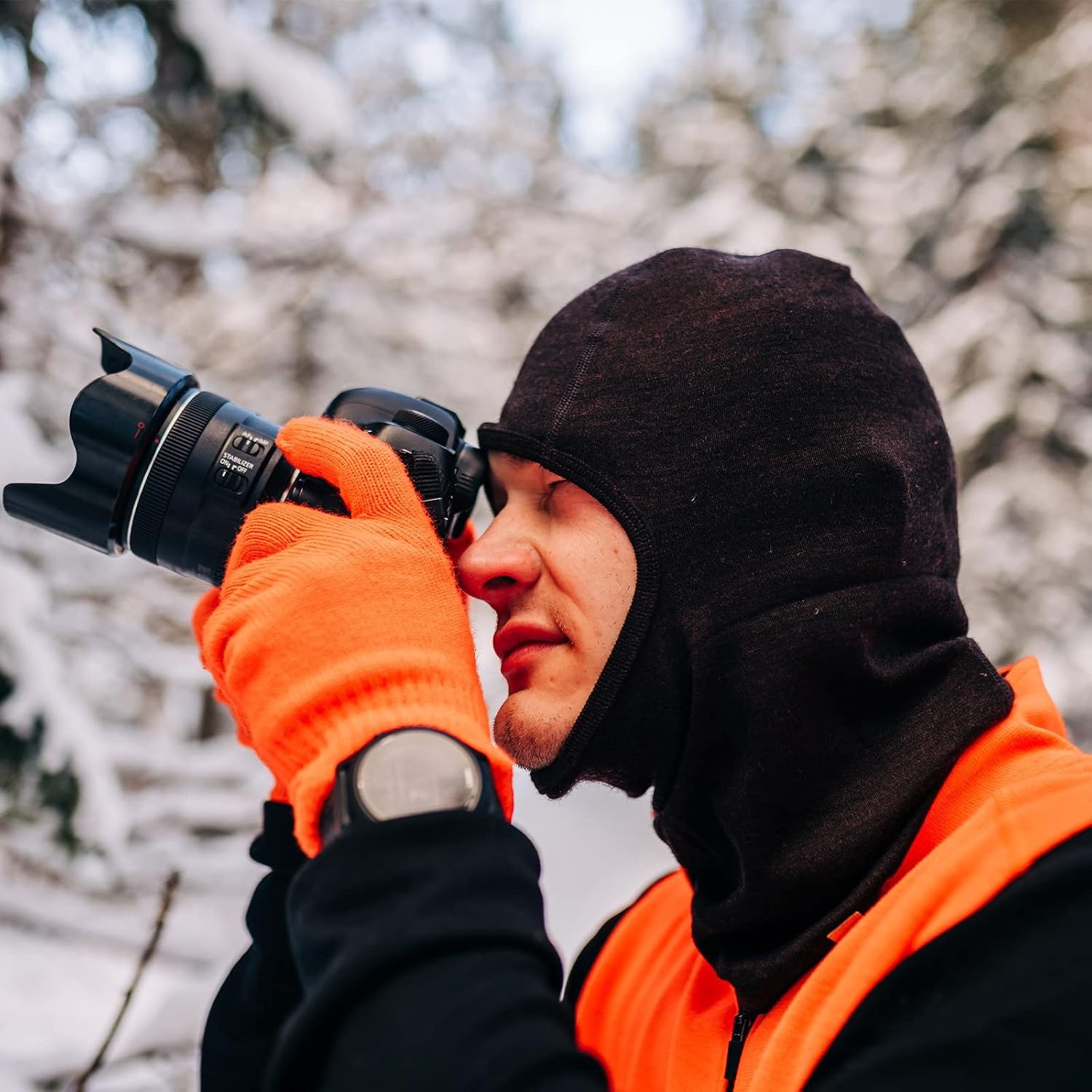 image:imageMerino Wool Glove Liner  Warm Base Layer  Ski Liner Glove  3 Season Wear  Multiple Colors and SizesBlaze Orange