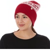 image:image100 Merino Wool  Midweight Everyday Knit Cuff Beanie  Warm Winter HatTrue Red Natrual Cream Snowflake