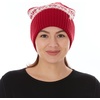 image:image100 Merino Wool  Midweight Everyday Knit Cuff Beanie  Warm Winter HatTrue Red Natrual Cream Snowflake