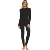 image:image100 Merino Wool  Womens Midweight Top and Bottom  Thermal Base Layer Set  Black  3XLarge