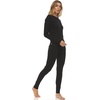 image:image100 Merino Wool  Womens Midweight Top and Bottom  Thermal Base Layer Set  Black  Large