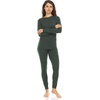 image:image100 Merino Wool  Womens Midweight Top and Bottom  Thermal Base Layer Set  Forest Green  Large