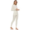 image:image100 Merino Wool  Womens Midweight Top and Bottom  Thermal Base Layer Set  Natural Cream  XXLarge