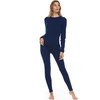 image:image100 Merino Wool  Womens Midweight Top and Bottom  Thermal Base Layer Set  Navy Blue  XXLarge