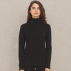 image:image100 Merino Wool Womens Long Sleeve Midweight Turtleneck  Warm Sweater  FoldOver TurtleneckBlack