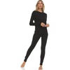 image:image100 Merino Wool  Womens Midweight Top and Bottom  Thermal Base Layer Set  Black  Medium
