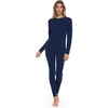 image:image100 Merino Wool  Womens Midweight Top and Bottom  Thermal Base Layer Set  Navy Blue  Small