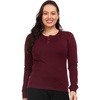 image:imageLong Sleeve Womens Henley  100 Merino Wool  3 Button Front Closure  Base LayerBurgundy