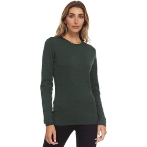 image:image100 Merino Wool  Womens Midweight Base Layer  Long Sleeve Crew235 Midweight Forest Green