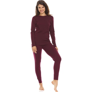image:image100 Merino Wool  Womens Midweight Top and Bottom  Thermal Base Layer Set  Burgundy  Large
