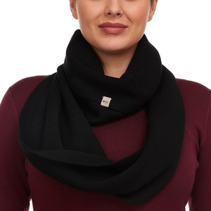 image:image100 Merino Wool Everyday Knit Infinity Scarf  Winter Loop Scarf  Midweight Scarves for Women and MenBlack