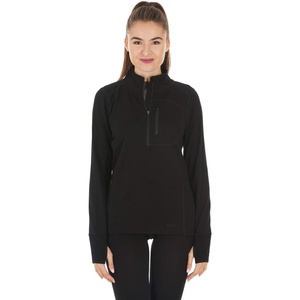 image:image100 Merino Wool Womens Expedition Weight Quarter Zip  Moisture Wicking SweaterBlack