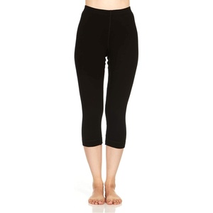 image:imageMerino Wool Three Quarter Skiing Base Layer Pants  Womens Thermal BottomsBlack