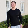 image:image100 Merino Wool  Mens Long Sleeve Crew Shirt  Thermal Base Layer235 Midweight Navy Blue