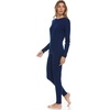 image:image100 Merino Wool  Womens Midweight Top and Bottom  Thermal Base Layer Set  Navy Blue  XSmall