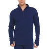image:image100 Merino Wool Quarter Zip  Mens Expedition Weight Mid Layer  Moisture Wicking  Anti OdorNavy Blue