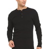 image:imageLong Sleeve Mens Henley  100 Merino Wool  3 Button Front Closure  Casual ShirtBlack