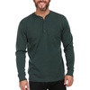 image:imageLong Sleeve Mens Henley  100 Merino Wool  3 Button Front Closure  Casual ShirtForest Green
