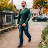 image:imageMens Long Sleeve VNeck  100 Merino Wool Base Layer  Casual Shirt  Under Layer  MidlayerForest Green