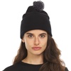 image:imageMinus33 Midweight Everyday Knit Cuff Pom Beanie  100 Merino Wool Winter HatBlack With Ash Gray and Black Pom