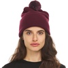 image:imageMinus33 Midweight Everyday Knit Cuff Pom Beanie  100 Merino Wool Winter HatBurgundy With Black and Burgundy Pom