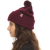 image:imageMinus33 Midweight Everyday Knit Cuff Pom Beanie  100 Merino Wool Winter HatBurgundy With Black and Burgundy Pom