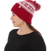 image:imageMinus33 Midweight Everyday Knit Cuff Pom Beanie  100 Merino Wool Winter HatTrue Red Natural Cream Snowflake