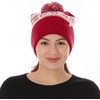 image:imageMinus33 Midweight Everyday Knit Cuff Pom Beanie  100 Merino Wool Winter HatTrue Red Natural Cream Snowflake