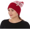 image:imageMinus33 Midweight Everyday Knit Cuff Pom Beanie  100 Merino Wool Winter HatTrue Red Natural Cream Snowflake
