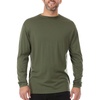 image:image100 Merino Wool  Mens Long Sleeve Crew Shirt  Thermal Base Layer170 Lightweight Olive Drab Green
