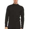 image:image100 Merino Wool Mens Mock Neck  Expedition Weight Long Sleeve  Mid Layer  Warm Under ShirtBlack