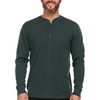 image:imageLong Sleeve Mens Henley  100 Merino Wool  3 Button Front Closure  Casual ShirtForest Green
