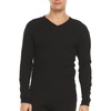 image:imageMens Long Sleeve VNeck  100 Merino Wool Base Layer  Casual Shirt  Under Layer  MidlayerBlack