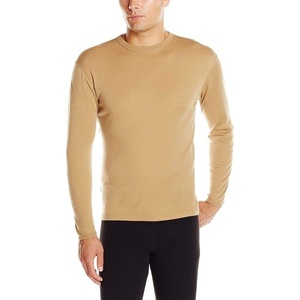 image:image100 Merino Wool  Mens Long Sleeve Crew Shirt  Thermal Base Layer170 Lightweight Desert Sand