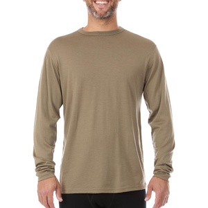 image:image100 Merino Wool  Mens Long Sleeve Crew Shirt  Thermal Base Layer170 Lightweight Tan 499