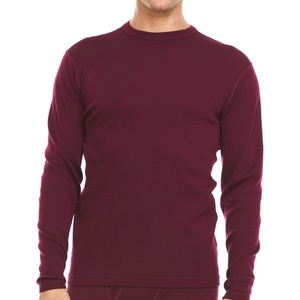 image:image100 Merino Wool  Mens Long Sleeve Crew Shirt  Thermal Base Layer235 Midweight Burgundy