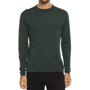 image:image100 Merino Wool  Mens Long Sleeve Crew Shirt  Thermal Base Layer235 Midweight Forest Green