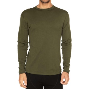 image:image100 Merino Wool  Mens Long Sleeve Crew Shirt  Thermal Base Layer235 Midweight Olive Drab