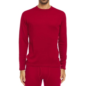 image:image100 Merino Wool  Mens Long Sleeve Crew Shirt  Thermal Base Layer235 Midweight True Red