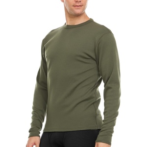 image:image100 Merino Wool  Mens Long Sleeve Crew Shirt  Thermal Base Layer400 Expedition Olive Drab