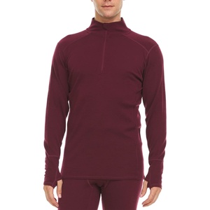image:image100 Merino Wool  Mens Midweight Quarter Zip  Warm Pullover  MidlayerBurgundy