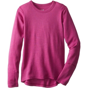 image:image100 Merino Wool Kids Base Layer Midweight Crew Top  Warm Long Sleeve ShirtRadiant Violet