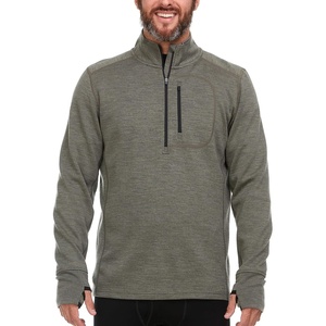 image:image100 Merino Wool Mens Expedition Weight Quarter Zip  Moisture Wicking SweaterGranite Green