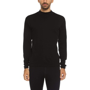 image:image100 Merino Wool Mens Midweight Mock Neck  Base Layer Top  Warm Under ShirtBlack