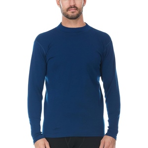 image:image100 Merino Wool Mens Midweight Mock Neck  Base Layer Top  Warm Under ShirtNavy Blue