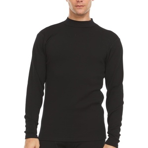 image:image100 Merino Wool Mens Mock Neck  Expedition Weight Long Sleeve  Mid Layer  Warm Under ShirtBlack