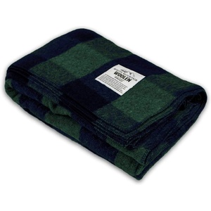 image:imageCamp Throw Blanket  80 Recycled Wool  Buffalo Plaid  Warm Throw Blanket  Thick  Washable  62W x 80L  Brown and Tan PlaidGreen  Blue