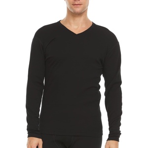 image:imageMens Long Sleeve VNeck  100 Merino Wool Base Layer  Casual Shirt  Under Layer  MidlayerBlack