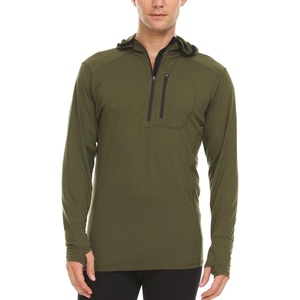 image:imageMens Micro Weight Woolverino  Zip Sun Hoodie  84 Merino Wool 12 Nylon 4 SpandexOlive Drab