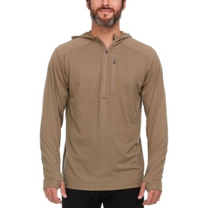 image:imageMens Micro Weight Woolverino  Zip Sun Hoodie  84 Merino Wool 12 Nylon 4 SpandexTan 499